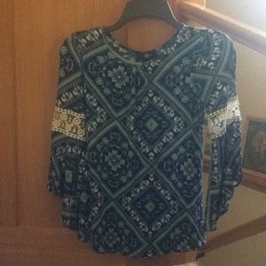 Navy Blue iZ girl BYER victorian sleeve shirt